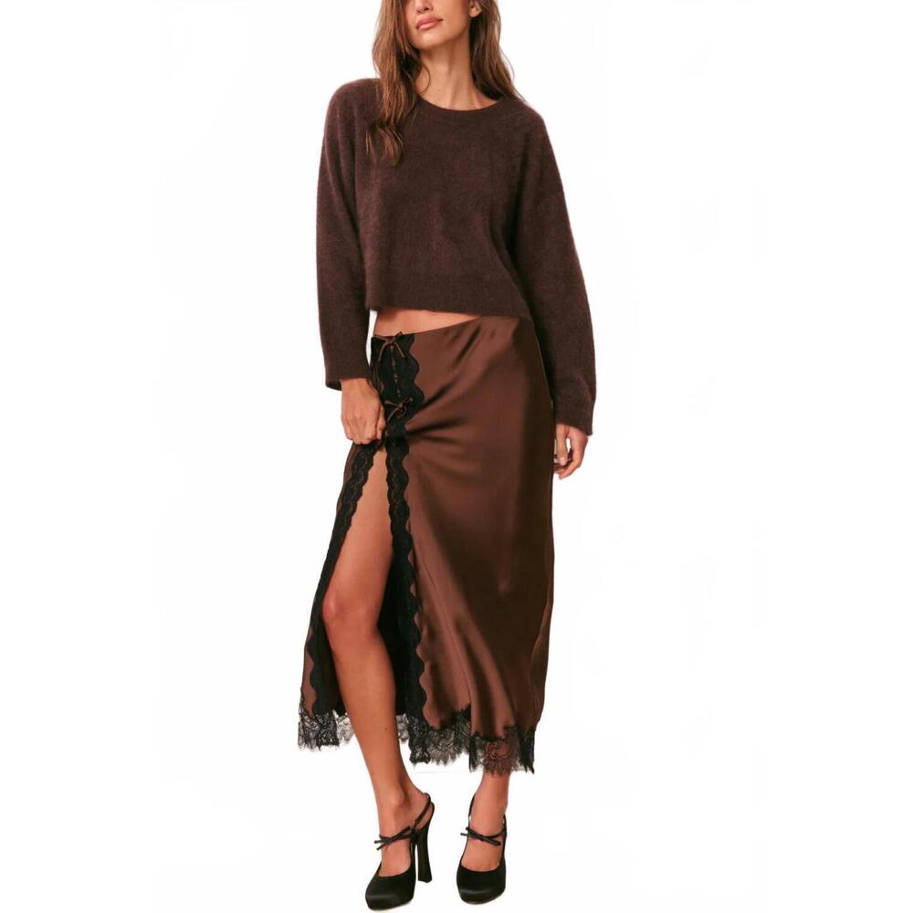 NEW LOVESHACKFANCY bellman pullover in cocoa